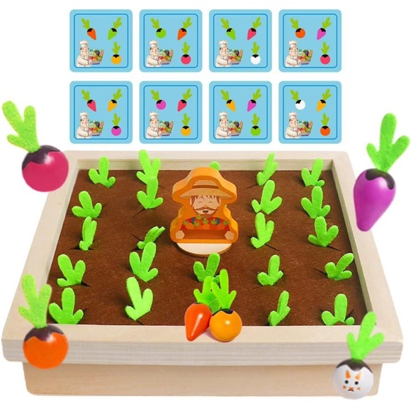 Montessori Wooden Vegetable Memory Game Toddler Learning Toy NEW - Picture 2 of 10